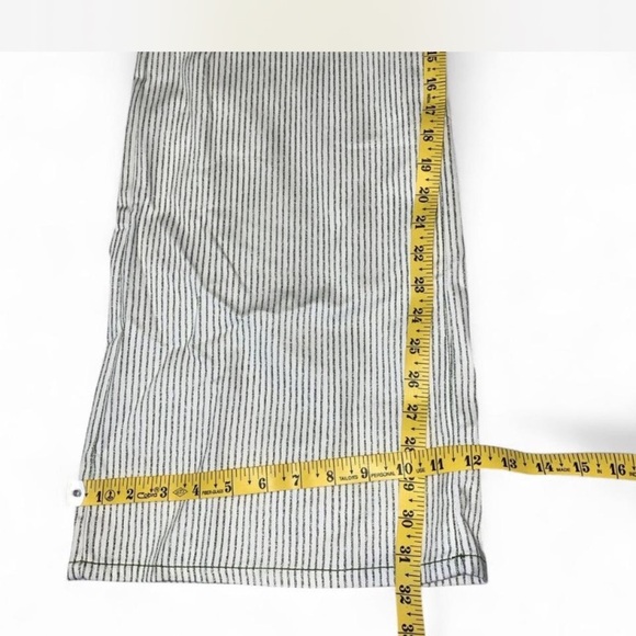 Zara cream and green Pin Striped Wide-Leg high rise 100% cotton jeans Pants 8 - Picture 4 of 10